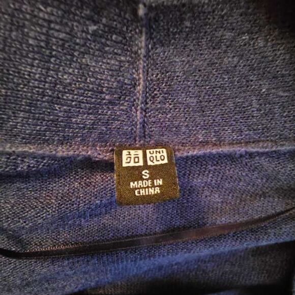 Uniqlo Duster Long Cardigan Women's Small Linen Lightweight Pockets Navy Blue - Picture 6 of 8